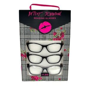 Betsey Johnson Reading Glasses, Black, Gray, Strength +1.50